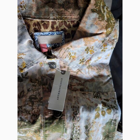 Anthropologie Denim Shirt Designer Print Jacket - New - Large - Picture 7 of 8
